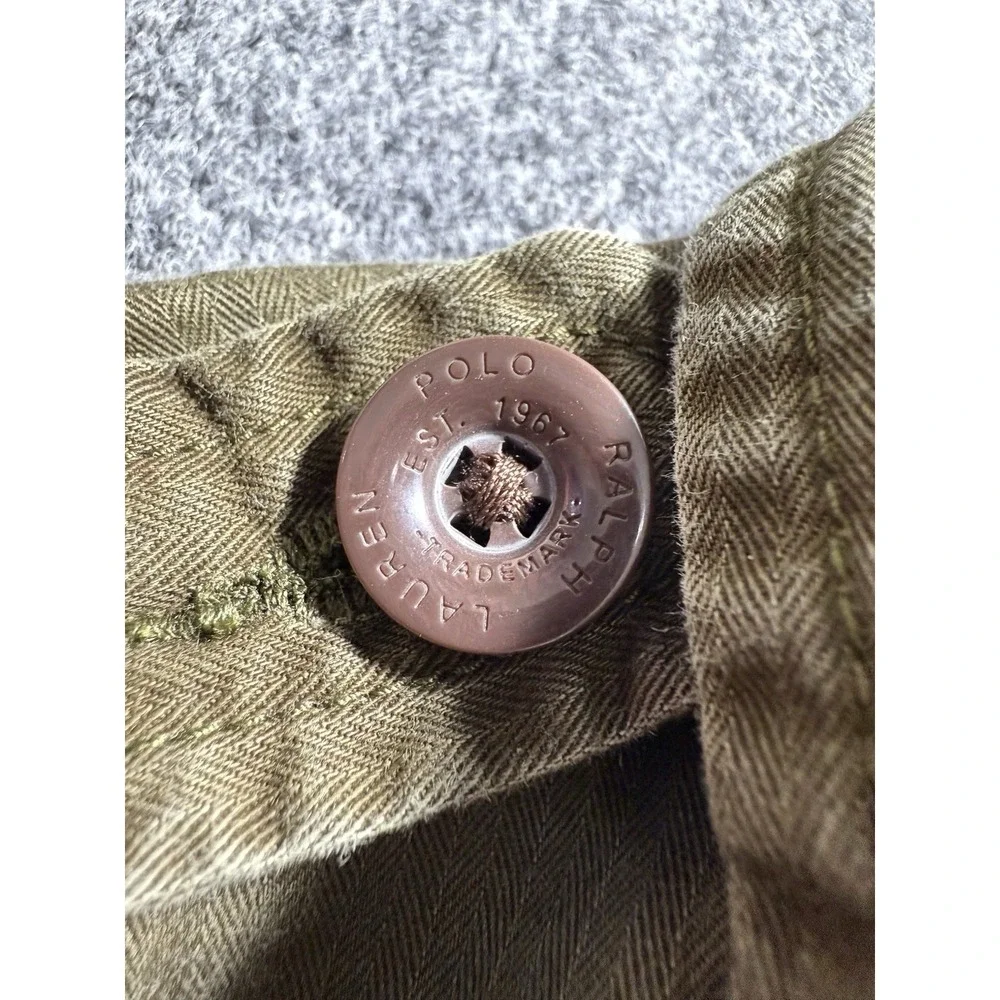 Polo Ralph Lauren Boys Kids Green Cotton Patch Field Coat Jacket Size 7 Military